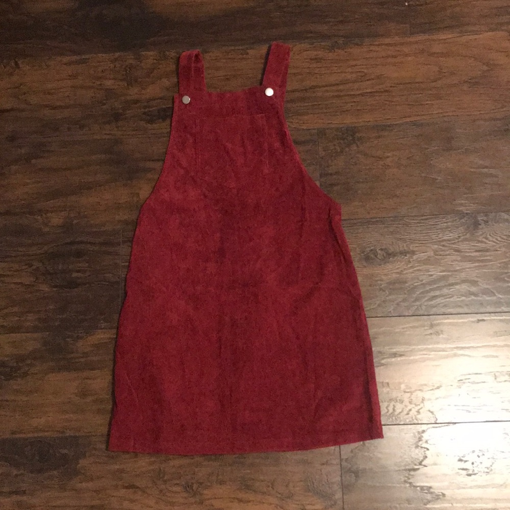 Red overall dress